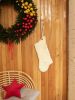 Large chunky knit Christmas stocking 28" | Ornament in Decorative Objects by Anzy Home. Item composed of fabric