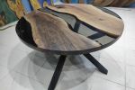 Diameter Smoke Gray Walnut Round Epoxy Coffee table | Dining Table in Tables by LuxuryEpoxyFurniture. Item made of wood & synthetic