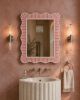 Bone Inlay Mirror, Scalloped Wavy Vanity Mirror for Bathroom & Bedroom | Decorative Objects by IKKAZA