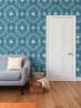 IVI Poppy Daisies & Cannabis Leaves Blue Green White | Wallpaper in Wall Treatments by Sean Martorana. Item composed of paper