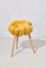 Desert Yellow Vegan suede Knot Stool | Chairs by Knots Studio. Item composed of wood and cotton