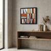 Cadence des livres – Bibliotheque abstraite peinture 40x40 cm | Sophie Dumont | Decorative Objects by Sophie DUMONT.