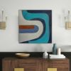 Midcentury modern painting navy blue textured canvas | Oil And Acrylic Painting in Paintings by Berez Art. Item composed of canvas compatible with mid century modern style