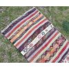 1970s Vintage Turkish Oushak Hallway Kilim Runner | Runner Rug in Rugs by Vintage Pillows Store. Item composed of cotton
