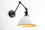 10 Inch White Shade - Adjustable Arm Light - Model No. 9132 | Sconces by Peared Creation. Item composed of brass