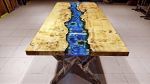 Custom Ocean Table | Live Edge Epoxy Ocean Table | Dining Table in Tables by LuxuryEpoxyFurniture. Item composed of wood and synthetic