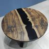 Custom 38 " Round Dark Walnut Wood | Black Epoxy Dining | Dining Table in Tables by LuxuryEpoxyFurniture. Item composed of wood & synthetic