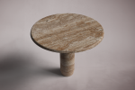 Marylou Noche Travertine Round Table | Dining Table in Tables by HamamDecor LLC