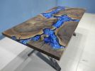 Custom Order Dark Walnut Ocean Epoxy Resin Table | Dining Table in Tables by LuxuryEpoxyFurniture. Item made of wood & synthetic