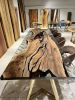 Custom Epoxy Resin Dining Table Clear Epoxy | Tables by Tinella Wood. Item made of walnut & synthetic compatible with coastal and art deco style