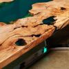 Epoxy Resin Table | Oval Epoxy Table | Tables by Ironscustomwood. Item composed of wood and synthetic
