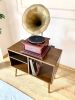 3 Compartments Record Player Stand, Pine Massive Turntable | Media Console in Storage by Picwoodwork. Item made of wood