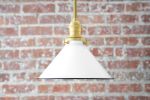 White Cone Shade Pendant Light - Model No. 1412 | Pendants by Peared Creation. Item composed of brass