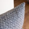 Navy Blue Woven Cross Wool Lumbar Pillow 14x22 | Pillows by Vantage Design