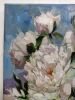 White peony flowers art painting original, White flower | Oil And Acrylic Painting in Paintings by Natart. Item made of canvas with synthetic works with modern style