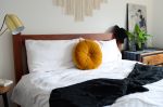 round mustard velvet cushion // round velvet pouf pillow | Pillows by velvet + linen