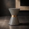 Handmade Bone Inlay Hourglass Side Table, Chevron Art Deco Pedestal Accent | Tables by IKKAZA