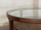 Modern Round Wood Coffee Table with Glass Top, USA made | Tables by Marco Bogazzi