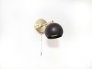 Pull Chain Adjustable Wall Light - Gold and Black Modern | Sconces by Retro Steam Works. Item composed of metal in mid century modern or industrial style