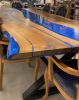Custom Order Walnut Blue Epoxy Table, Live Edge Dining Table | Tables by LuxuryEpoxyFurniture. Item made of wood with synthetic