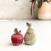 Teeny, Tiny & Small Apple and Pear DIY KIT | Ornament in Decorative Objects by Flax & Twine. Item composed of fabric and fiber