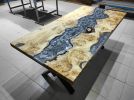 Living Edge River Resin Dining Table, Swamp Oak Metallic | Tables by LuxuryEpoxyFurniture. Item composed of wood and synthetic
