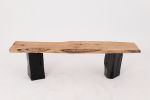 Live Edge Solid Wood Bench with Charred Legs, Organic Modern by Logniture | Benches & Ottomans by Logniture