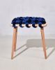 Midnight Blue Velvet Woven Stool | Chairs by Knots Studio. Item composed of wood and fabric