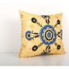 Yellow Suzani Cushion Cover, Floral pillow cover from Uzbeki | Pillows by Vintage Pillows Store