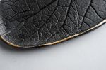 BLACK Leaf plate gold edge, stoneware saucer cake plate | Dinnerware by Laima Ceramics. Item made of ceramic compatible with minimalism and contemporary style