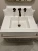 Modern-Minimalist Carrara Marble Sink with Backsplash: Timeless Elegance and Radiance for Your Bathroom | Water Fixtures by AYMARBLEDESIGN LLC