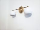 2-Light Vanity Mirror Sconce - Brushed Brass & White | Sconces by Retro Steam Works. Item composed of metal