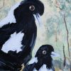 Magpies Garden - Original painting | Oil And Acrylic Painting in Paintings by Meredith H. Item composed of canvas in boho or contemporary style