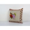 Vintage Handwoven Floral Pattern Square Kilim Pillow, Grape | Cushion in Pillows by Vintage Pillows Store