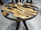 Custom 30" Diameter, Round Olive Wood, Clear Epoxy Dining | Dining Table in Tables by LuxuryEpoxyFurniture. Item made of wood with synthetic