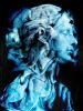 Silent Weave – Abstract Blue Mixed Media Portrait | Paintings by Dario Moschetta