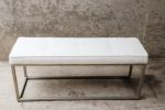 Tufted Upholstery Bench with Gold Metal | Benches & Ottomans by Hazel Oak Farms. Item composed of fabric and metal