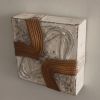 Abstract Sculpted Leather Wall Art Relief, 5x5 Square Canvas | Sculptures by Leather Spring Studio