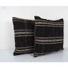 Set Vintage Mid Century Goat Hair Brown Kilim Pillow With Tr | Cushion in Pillows by Vintage Pillows Store