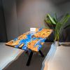 Live Edge Olive Wood Dining Table with Ocean Blue Resin | Tables by Ironscustomwood