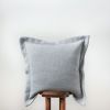 Light Denim Blue Linen Pillow with Flange 22x22 | Pillows by Vantage Design