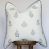 Embroidered Blue Motif with Flange Pillow 22x22 | Pillows by Vantage Design