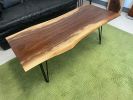 Live Edge Black Walnut Coffee Table with Steel Hairpin Legs | Tables by Carlberg Design. Item composed of walnut & steel compatible with minimalism and country & farmhouse style