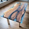 Custom Live Edge Epoxy Table | Dining Table in Tables by Ironscustomwood. Item made of walnut with steel