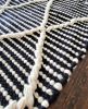Black Minimal Textured Cotton Table Runner | Linens & Bedding by Mumo Toronto. Item made of cotton works with boho & country & farmhouse style