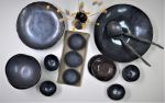 Unique Black Ceramic Dinnerware Set for 8 - Complete 33 | Plate in Dinnerware by YomYomceramic. Item composed of stoneware