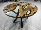 Custom Order Diameter, Round Olive Wood, Clear Epoxy Dining | Dining Table in Tables by LuxuryEpoxyFurniture. Item composed of wood and synthetic