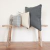 Cream Wool with Charcoal Flecking & Navy Leather Welt 14x18 | Pillow in Pillows by Vantage Design
