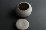 STC pebble stone lidded jar container, minimalist monochrome | Vessels & Containers by Laima Ceramics. Item composed of stoneware in minimalism style