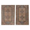 Set of Two Low Pile Turkish Hand Knotted Door Runner Rug | Rugs by Vintage Pillows Store. Item made of cotton with fiber
